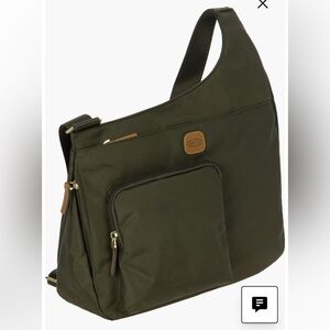 Bric's Olive Green Crossbody Messenger Bag with Brown Leather Accents
